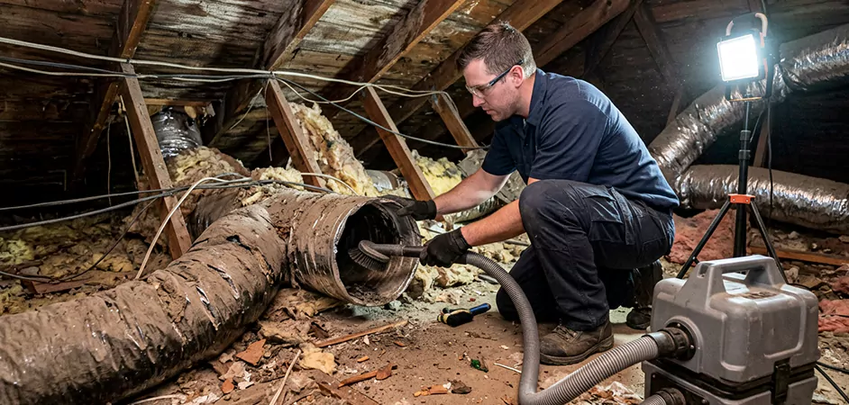 Storm-Damaged Attic Duct Cleaning in Arlington