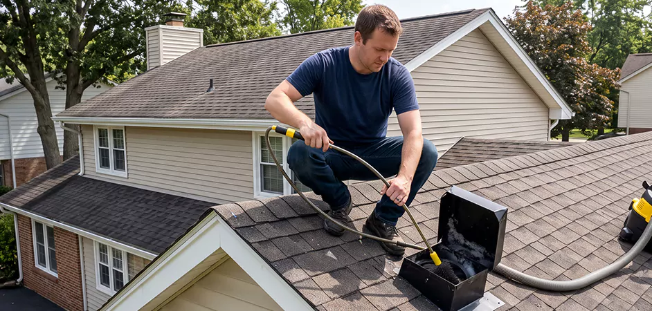 Multi-Story Roof Dryer Vent Cleaning in Arlington